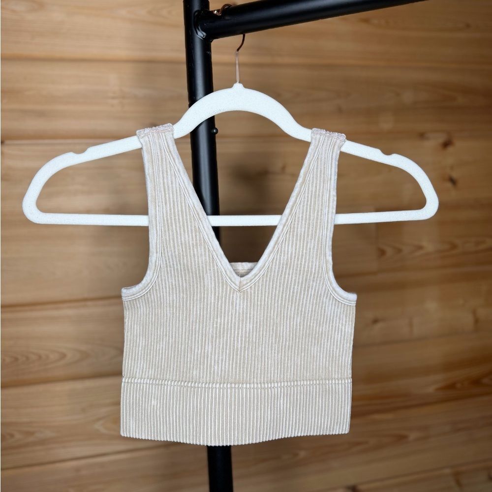 ZENANA Ribbed 2-Way Neckline Ash Mocha Top- NWT